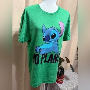 Disney Stitch "No Plans" Graphic Tee - Sage Green - Unisex M - NWOT
